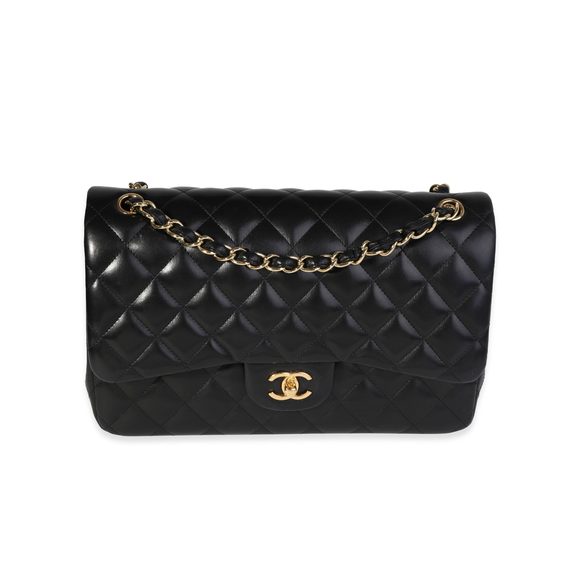 Chanel Handbags - Chanel Black Quilted Lambskin Jumbo Classic Double Flap